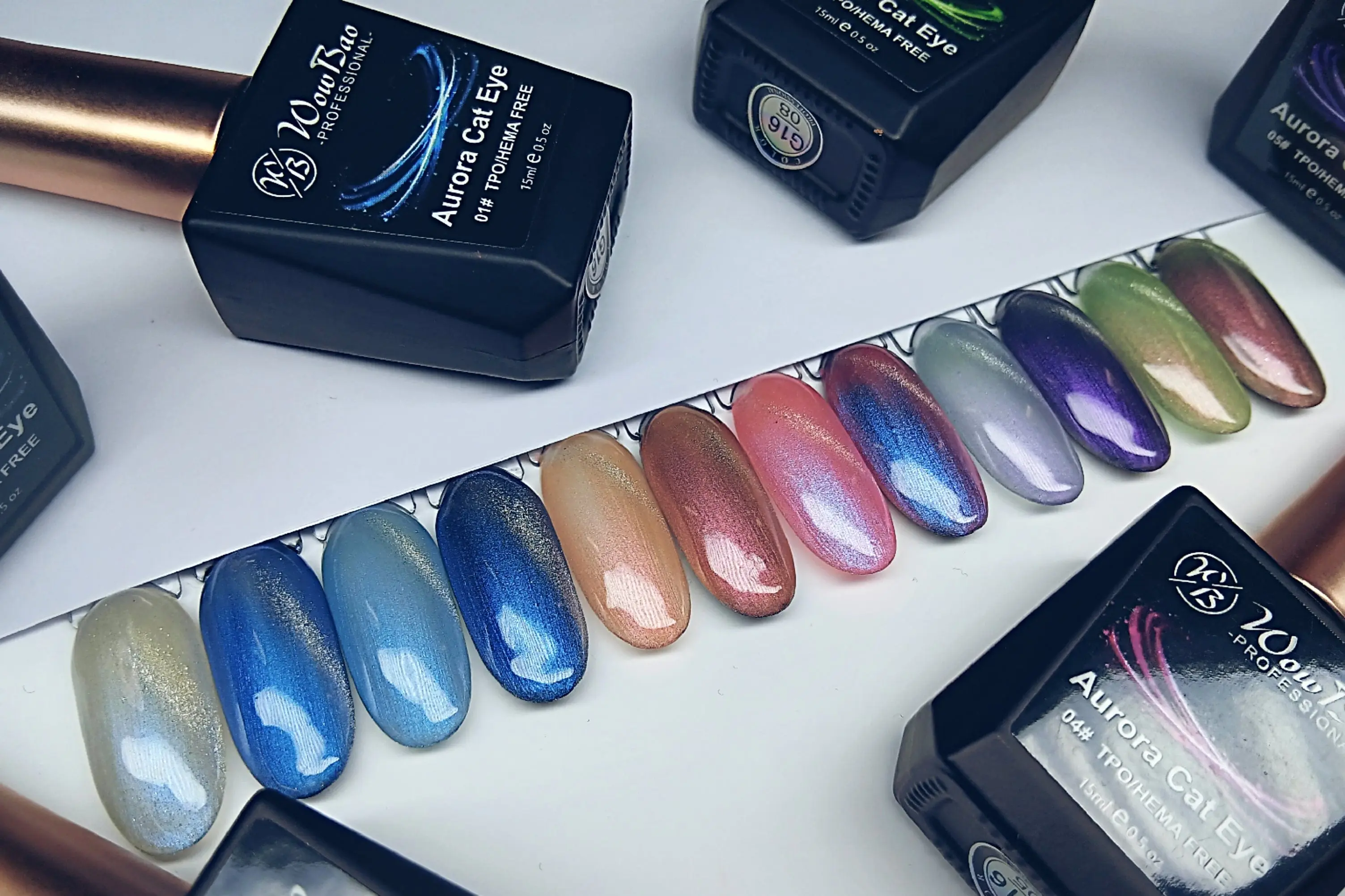 WowBao Cat Eye Set of 18 collection - TPO / Hema-Free Gel Polish 15ml FREE 5-way MAGNET - Image 9