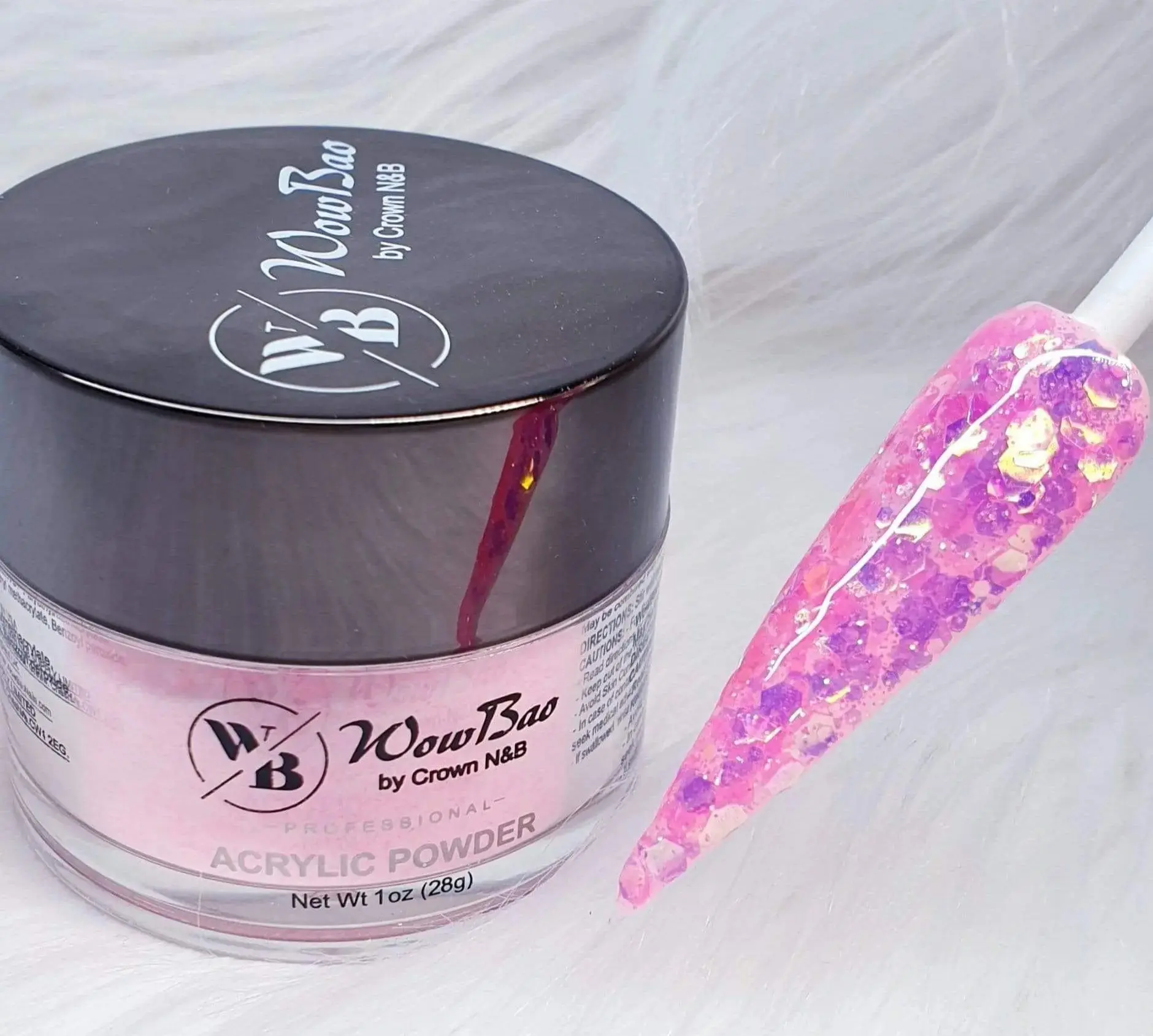 653 WOW Pink Glitter 1oz/28g Wowbao Acrylic Powder