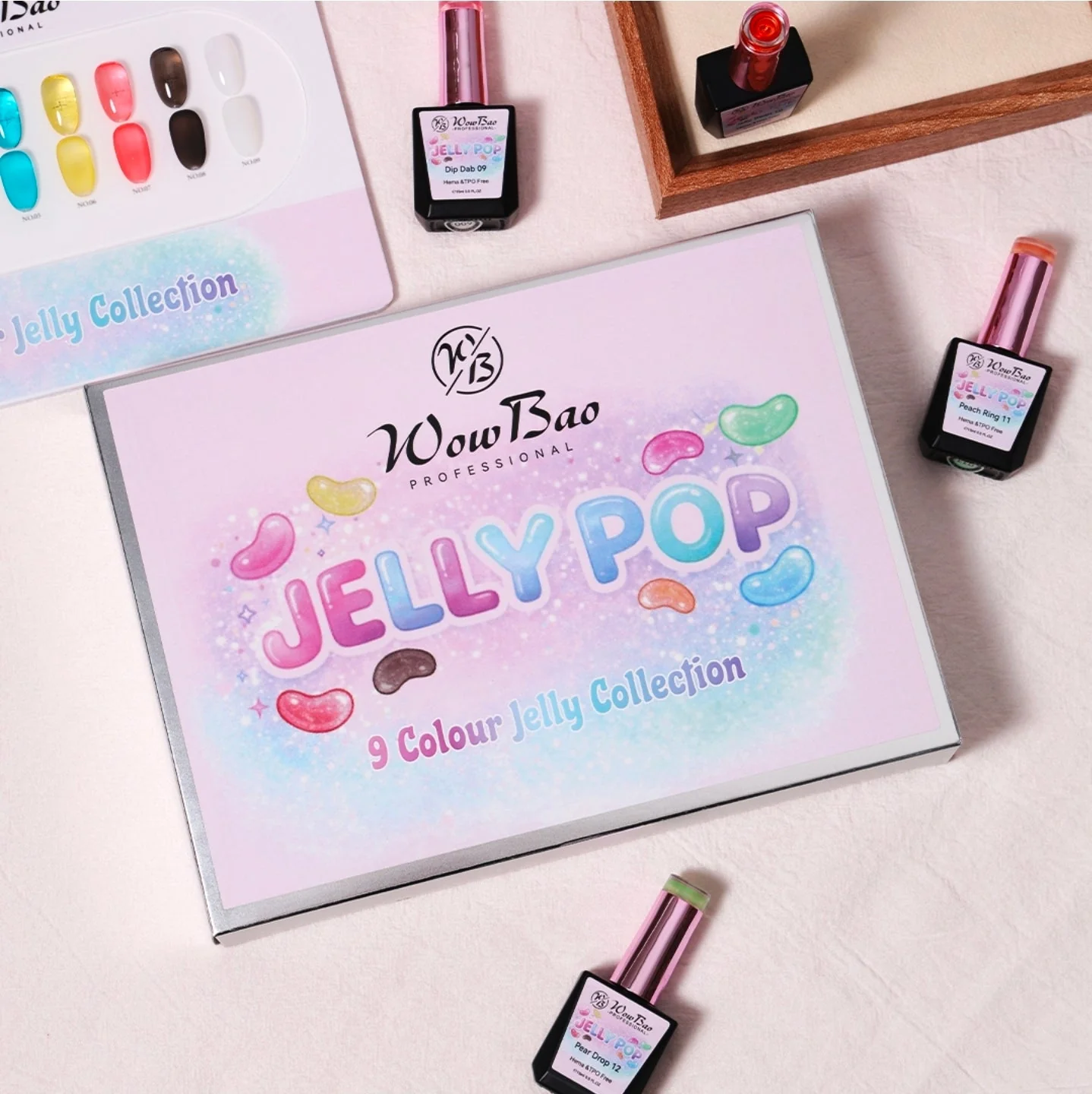 Jelly Gel Set of 9 with colour chart - TPO / Hema-Free Gel Polish 15ml - Image 6